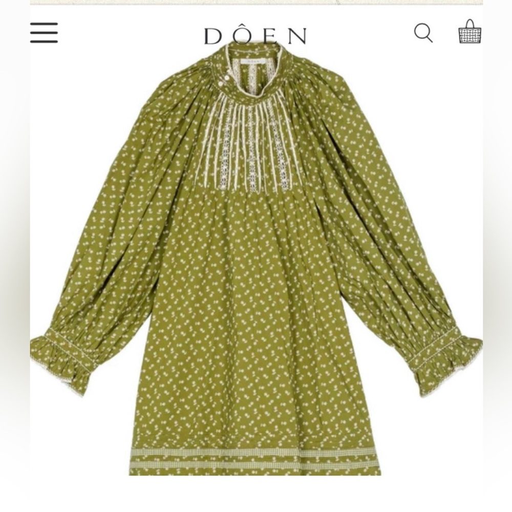 Doen Beatrice Dress Size M 100% Organic Cotton Poplin